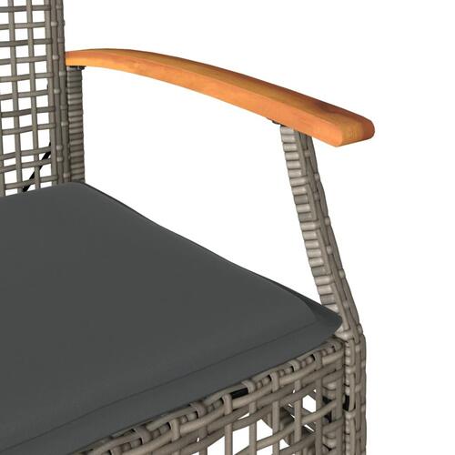 Havestole 2 stk. med hynder polyrattan og akacietræ grå