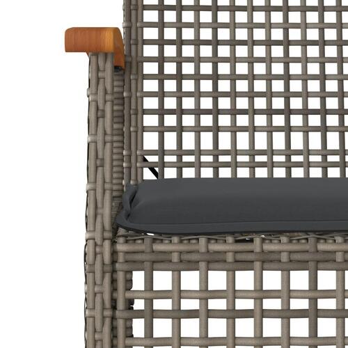 Havestole 2 stk. med hynder polyrattan og akacietræ grå