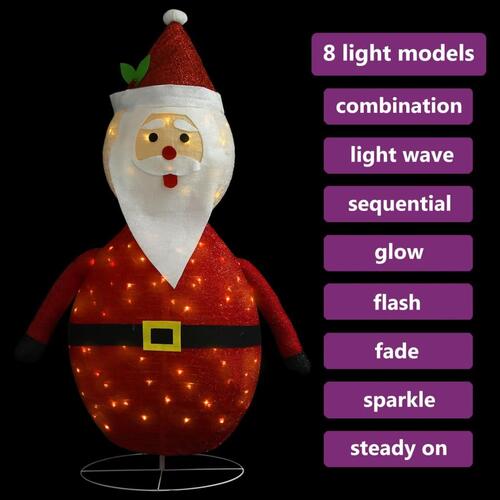 Dekorativ julemandsfigur m. LED-lys 120 cm luksuriøst stof