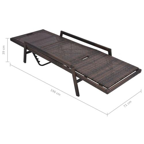 Liggestol med hynde polyrattan brun