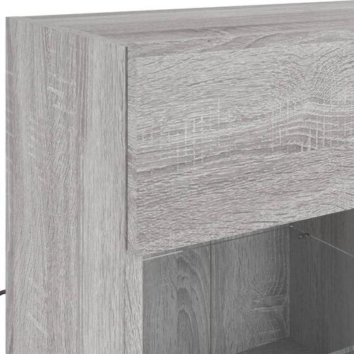 Væghængt tv-bord m. LED-lys 78,5x30x60,5 cm grå sonoma-eg