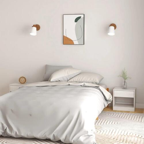 Sengeborde 2 stk. 40x31x40 cm massivt fyrretræ hvid