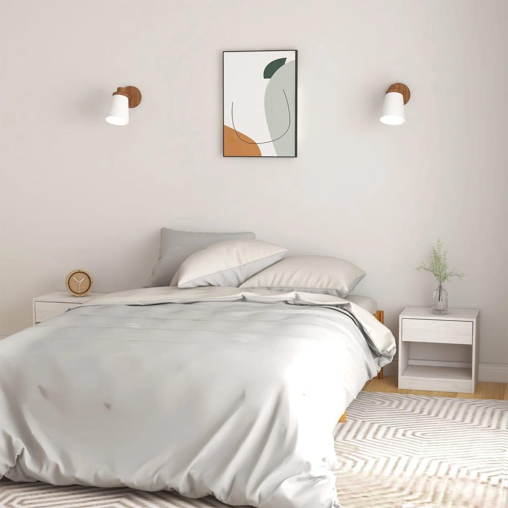 Sengeborde 2 stk. 40x31x40 cm massivt fyrretræ hvid