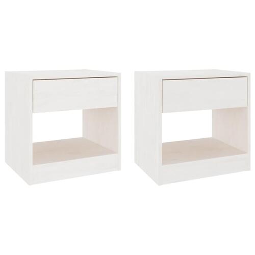 Sengeborde 2 stk. 40x31x40 cm massivt fyrretræ hvid