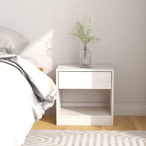 Sengeborde 2 stk. 40x31x40 cm massivt fyrretræ hvid