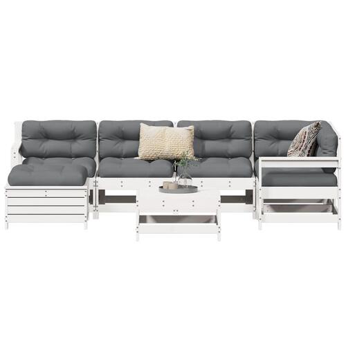 Sofasæt til haven 7 dele massivt fyrretræ hvid