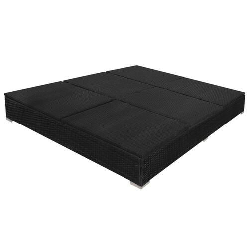 Loungeseng med parasol polyrattan sort