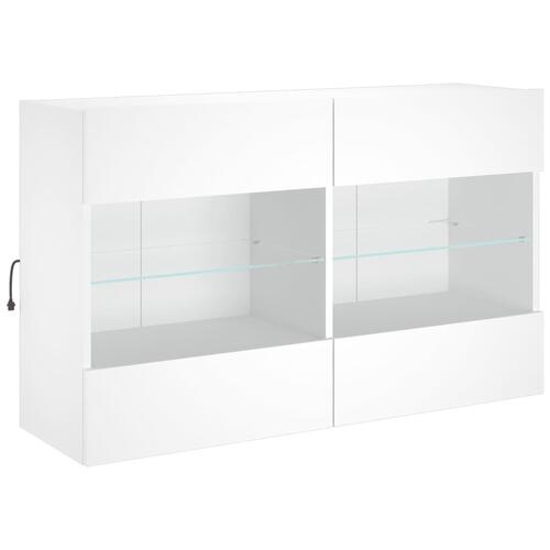 Væghængt tv-bord med LED-lys 98,5x30x60,5 cm hvid