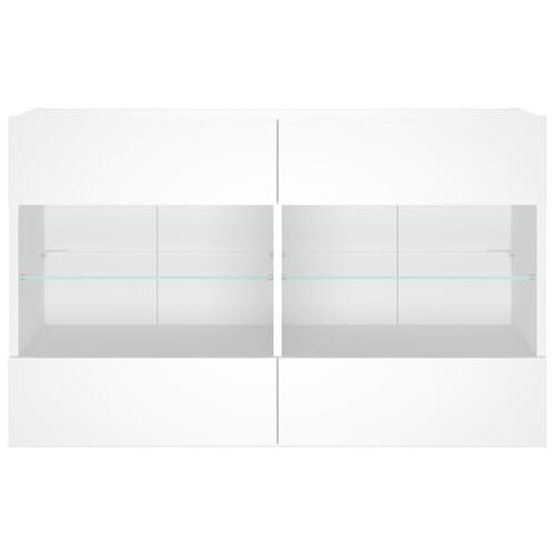 Væghængt tv-bord med LED-lys 98,5x30x60,5 cm hvid
