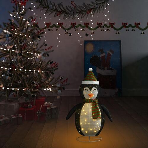 Dekorativ julepingvin m. LED-lys 60 cm luksuriøst stof
