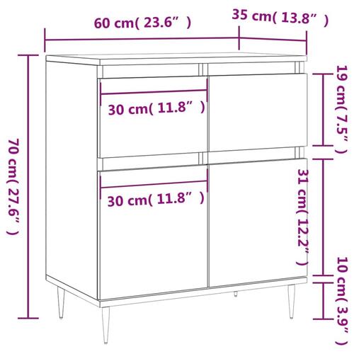 Skænk 60x35x70 cm konstrueret træ grå sonoma-eg