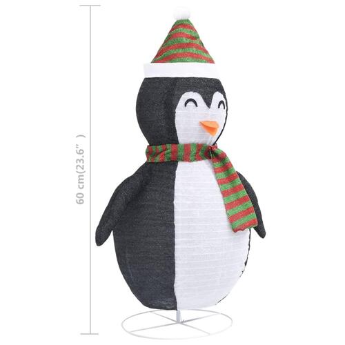 Dekorativ julepingvin m. LED-lys 60 cm luksuriøst stof