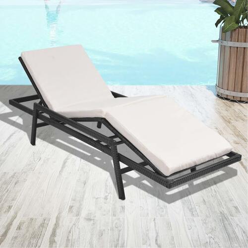 Liggestol med hynde polyrattan sort