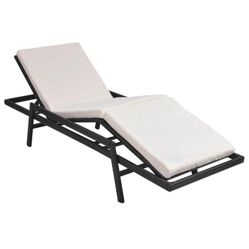 Liggestol med hynde polyrattan sort