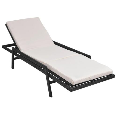 Liggestol med hynde polyrattan sort