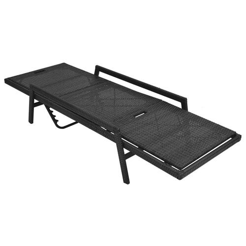 Liggestol med hynde polyrattan sort