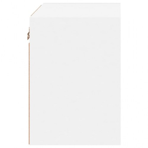 Væghængt sengebord med LED - hvid, 2 stk.