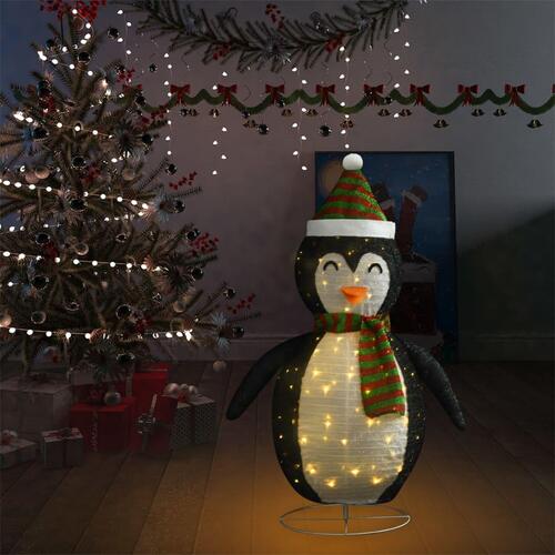 Dekorativ julepingvin m. LED-lys 120 cm luksuriøst stof