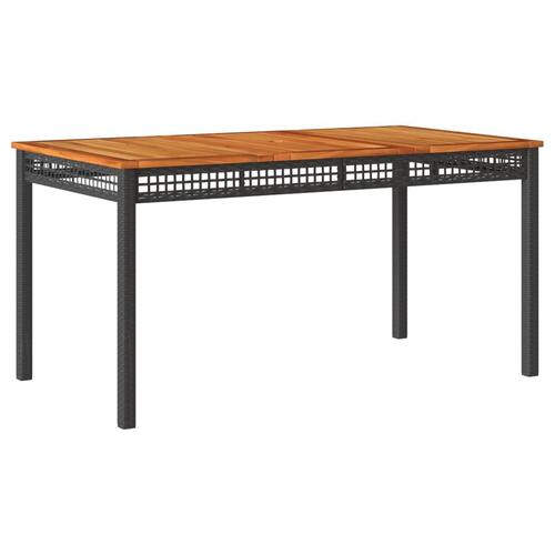 Havebord 140x80x75 cm polyrattan og akacietræ sort