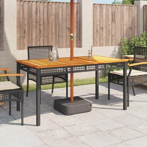 Havebord 140x80x75 cm polyrattan og akacietræ sort