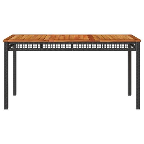 Havebord 140x80x75 cm polyrattan og akacietræ sort