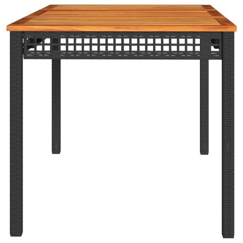 Havebord 140x80x75 cm polyrattan og akacietræ sort