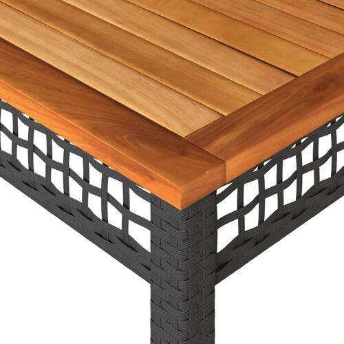 Havebord 140x80x75 cm polyrattan og akacietræ sort