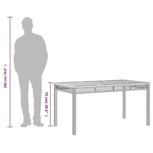 Havebord 140x80x75 cm polyrattan og akacietræ sort