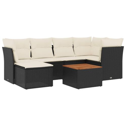 Sofasæt til haven 7 dele med hynder polyrattan sort