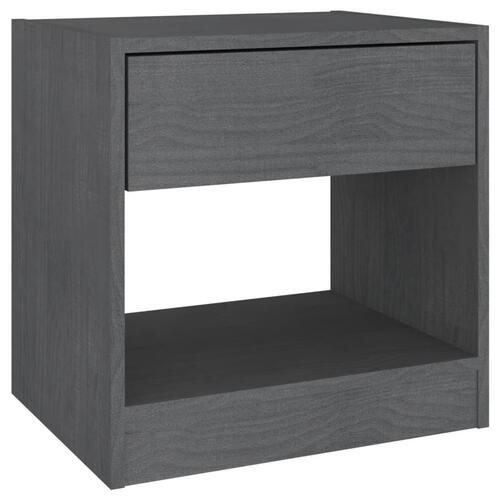 Sengebord 40x31x40 cm massivt fyrretræ grå