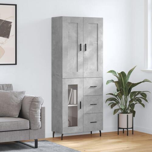 Højskab 69,5x34x180 cm konstrueret træ betongrå
