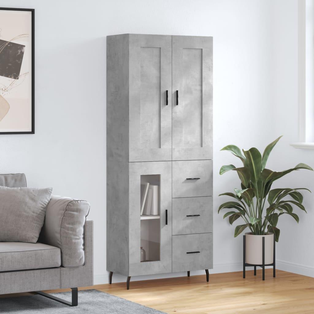 Højskab 69,5x34x180 cm konstrueret træ betongrå