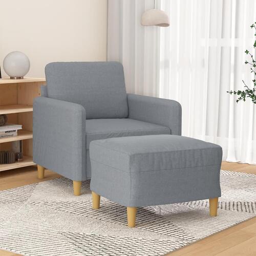 Sofastol med fodskammel 60 cm stof lysegrå