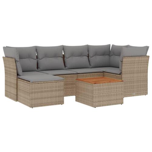 Havesofasæt 7 dele med hynder polyrattan beige