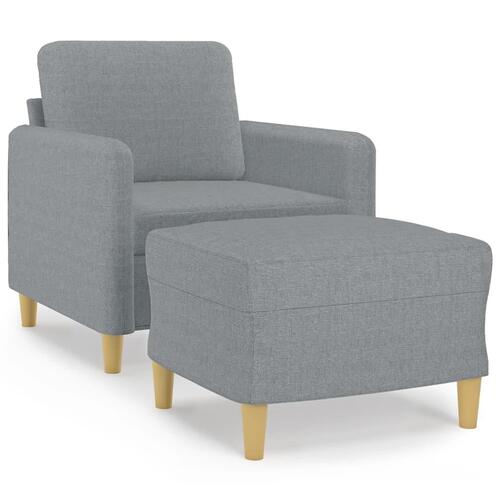 Sofastol med fodskammel 60 cm stof lysegrå