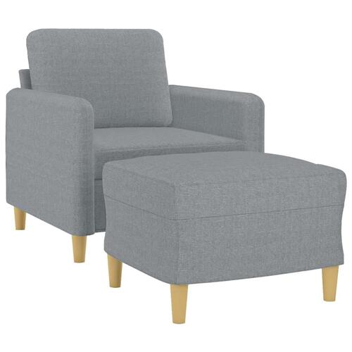 Sofastol med fodskammel 60 cm stof lysegrå