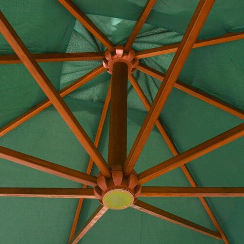 Hængende parasol 300 x 300 cm træstang grøn