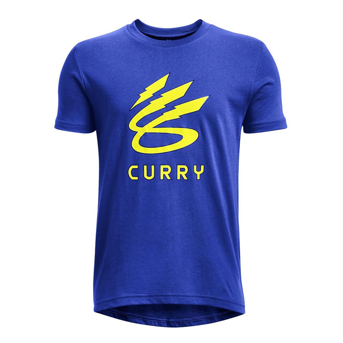 Kortærmet T-shirt til Mænd Under Armour Curry Lightning Logo Blå 10-12 år