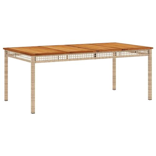 Havebord 180x90x75 cm polyrattan og akacietræ beige