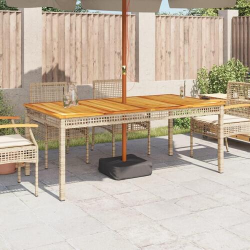 Havebord 180x90x75 cm polyrattan og akacietræ beige