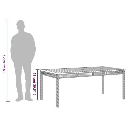 Havebord 180x90x75 cm polyrattan og akacietræ beige