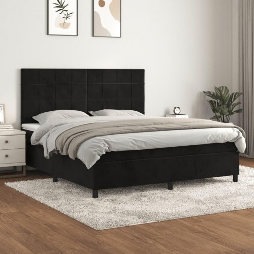 Kontinentalseng med madras 160×200 cm - fløjl, sort