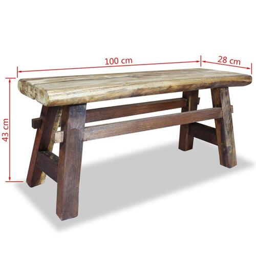 Bænk 100x28x43 cm blandet genbrugstræ og massivt teaktræ