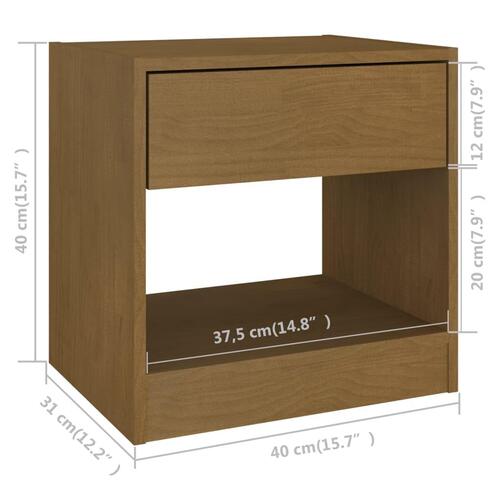 Sengebord 40x31x40 cm massivt fyrretræ gyldenbrun