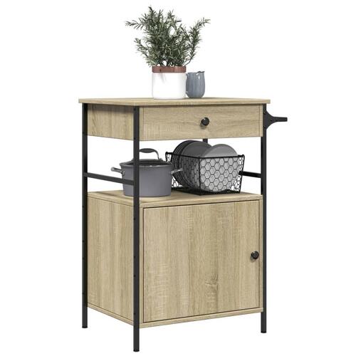Køkkenvogn 56x43x89,5 cm konstrueret træ sonoma-eg