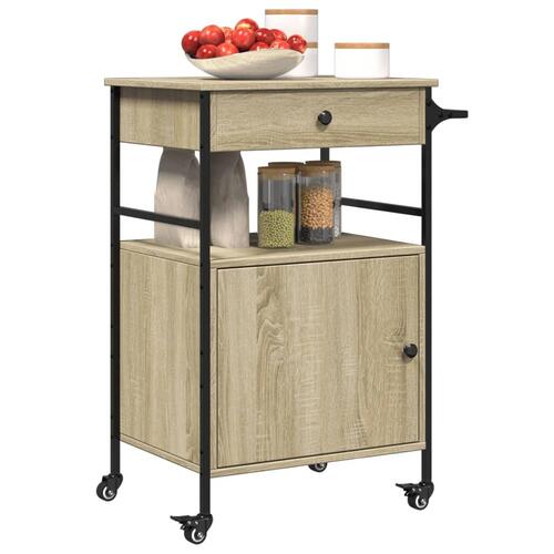 Køkkenvogn 56x43x89,5 cm konstrueret træ sonoma-eg