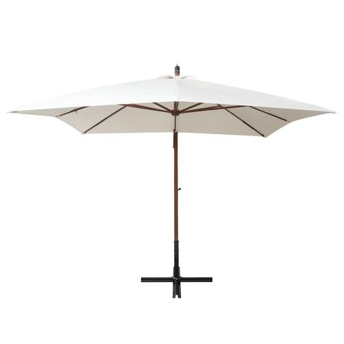 Hængeparasol 300 x 300 cm træstang hvid