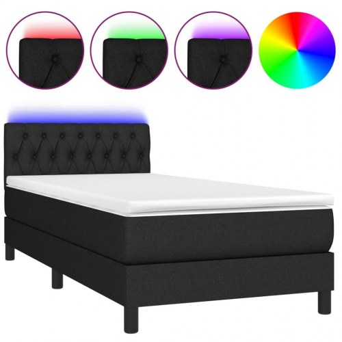 Kontinentalseng med LED-lys 90×190 cm - stof, sort