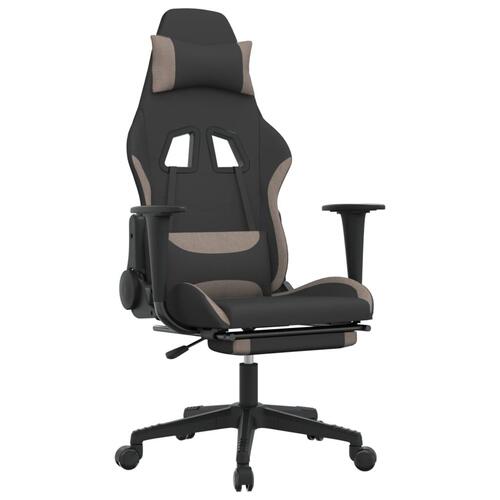 Gamingstol med massagefunktion + fodstøtte stof sort og gråbrun