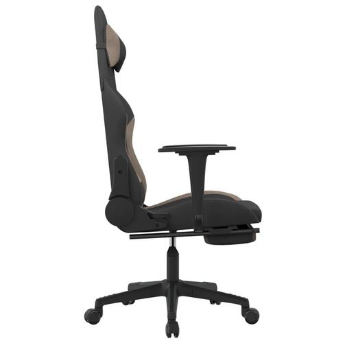 Gamingstol med massagefunktion + fodstøtte stof sort og gråbrun